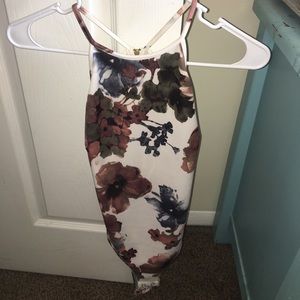 Windsor Floral bodysuit with lace back and straps